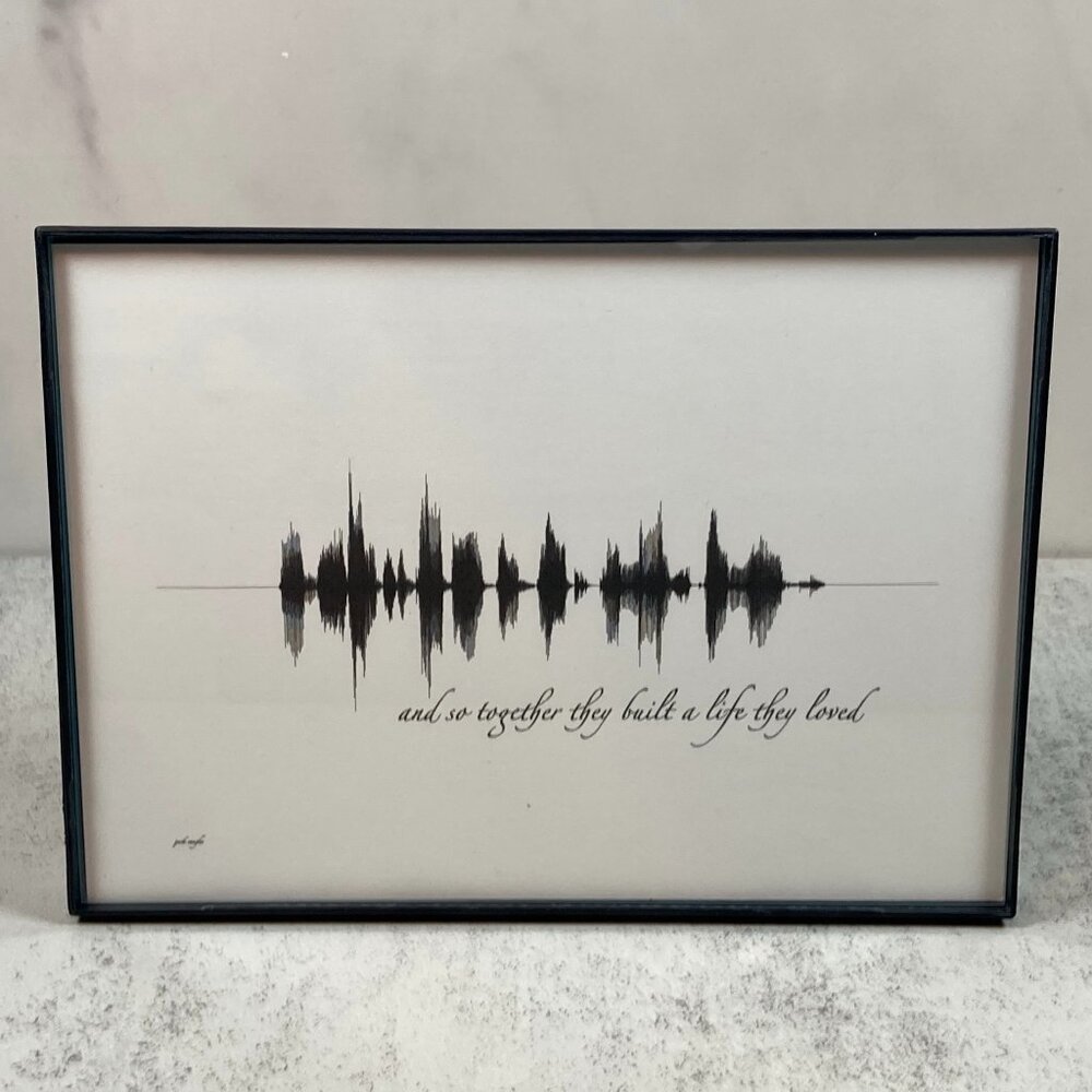 NEW And So Together Soundwave Framed Wall Art 5x7in Black White Minimalist